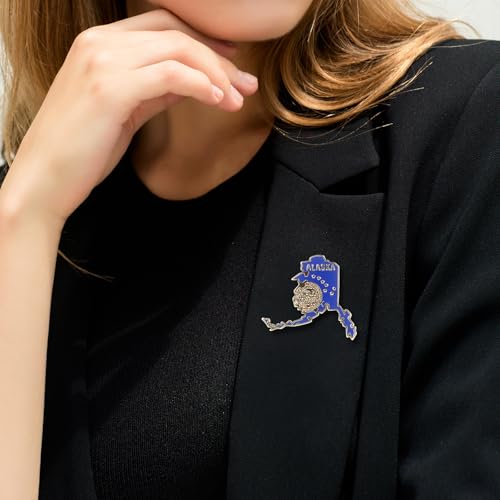 Image of State Shaped Map Lapel Metal Pin Enamel Brooch Keepsake Beautifully Designed for Backpack Hat