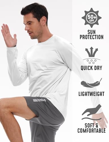 2Pack Men's Sun Shirts Long Sleeve Rash Guard UPF 50+ UV SPF Fishing Running Swim Shirts Lightweight Quick Dry2