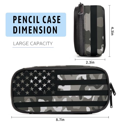 Image of Flag Pencil Case, Large Capacity Pen Pencil Case for Boys Girls Teen, Kids 3 Compartments Multifunction Pencil Box with Zipper Organizer, Pencil Pouch for Back to School Students