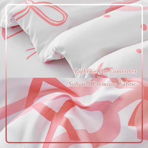 Image of PERFEMET 4 Pieces Bow Comforter for Toddler Girls Reversible Bowknot Pink Toddler Bedding Set Ultra Soft Lightweight Princess Crib Bed Set with Sheets