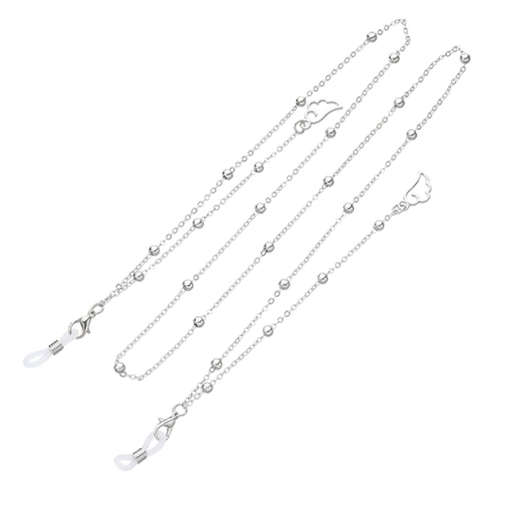 Brillenband Lesebrille Hängekette Sonnenbrille Brillenhalter Halskordel Brillenschlupf Metallkette (Color : Silver, Size : 70cm) (Silver 70)