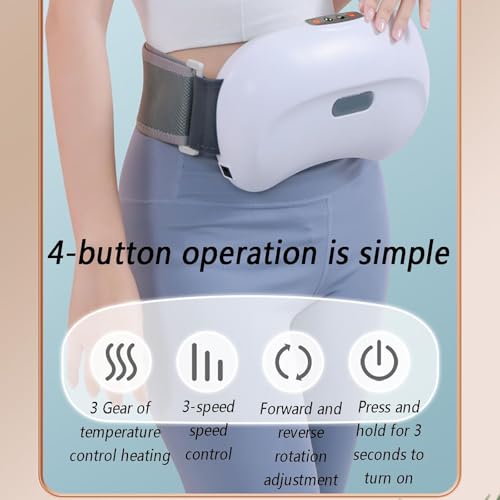 Masajeador abdominal eléctrico, instrumento de amasado para abdomen con doble disco grande, 12 imanes para masaje profundo, ajuste de 3 niveles, ajuste de temperatura de 3 velocidades, para abdomen y cintura miniatura 6