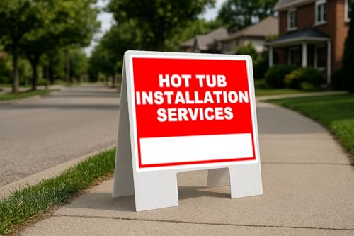 Hot Tub Installation Services-3 Write On Me Red Folding Coroplast A-Frame Double-Sided 23in x23in