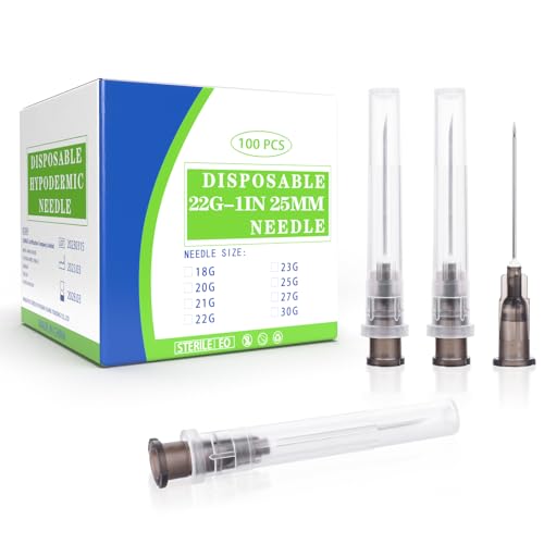 100 Pack 22Ga 25mm 1IN Disposable Tool for Scientific and Industrial Dispensing Individually Wrapped