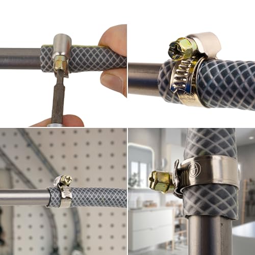 Schlauchschellen mit Schneckenantrieb, 12 Stück, Spannbereich Ø 10-16 mm, für 1/2 Schläuche, W2 Edelstahl, Kreuzschlitz SW 7, 9 mm Bandbreite, Fixierung von Waschmaschine, Spülmaschine Anschluss