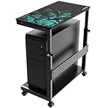 EUREKA ERGONOMIC PC Stand, Adjustable Computer Tower Stand & CPU Holder Cart on Lockable Wheels, PC Trolley for Gaming Desk Accessories, Printer, Suit for ATX Case, Black
