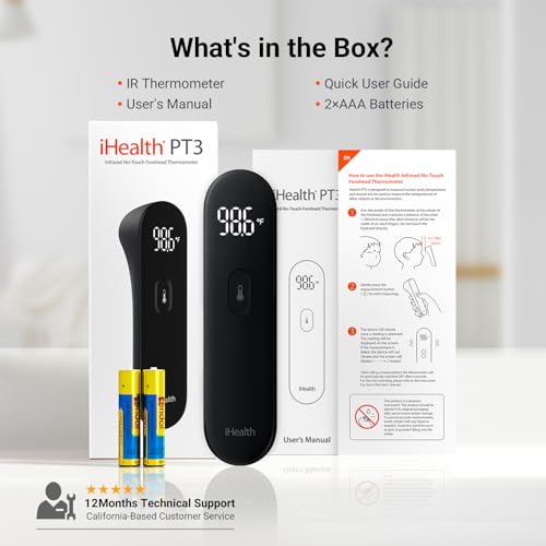 iHealth No-Touch Forehead Thermometer for Adults, Babies, Kids PT3 Black - image 8