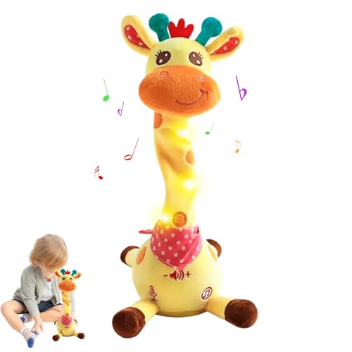 MeHoo Sprechender Giraffe, Tanzender Giraffe, Giraffe Spielzeug Nachsprechen, Singender Giraffe Plüschtier mit Lautstärkeregler Funktion, Licht Baby Plüsch Puppe Wiederholen Sie was Sie Sagen