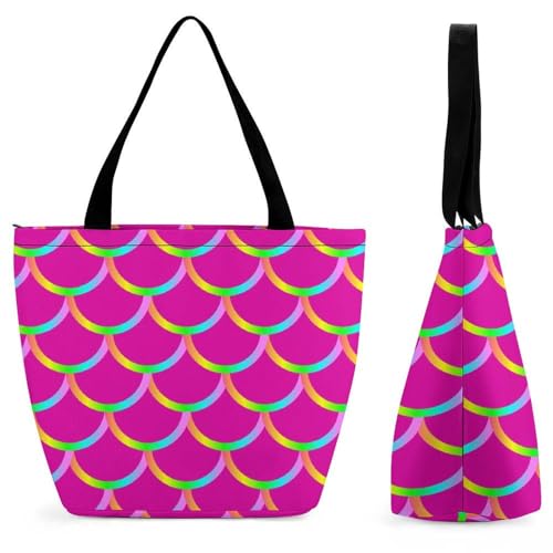 Sac à main sirène rose aux finitions graphiques | Cabas rigide 28.5x18x32.5cm