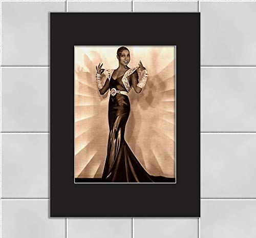 Josephine Baker 1920S Harlem Renaissance Glamour Gown Portrait Mat Framed Print Vintage Sepia Image Wall Art #TOP2