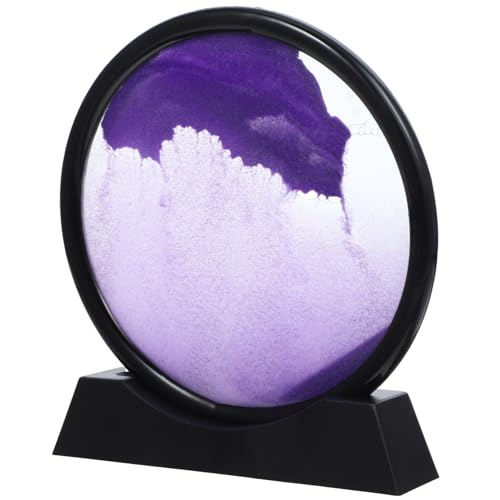 Uonlytech Cuadro de Arena con Movimiento Decoración Relajante para Escritorio y Oficina Paisaje de Arena Movediza Marco Transparente Redondo Negro Arte para Ambiente Doméstico y Laboral