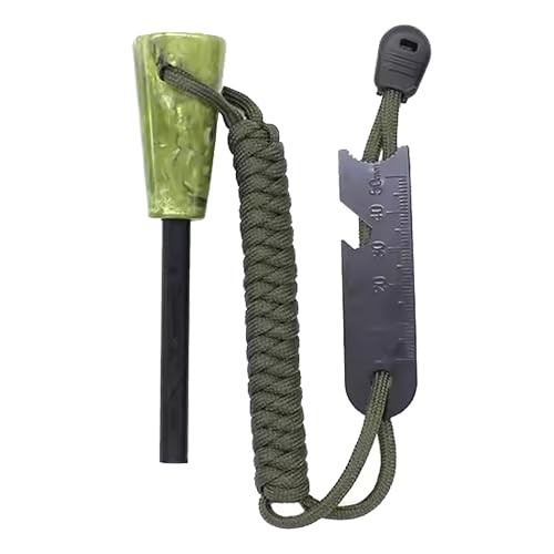 Ferro Rod - Ferro Rod Fire Starter - Fire Starter Kit - Fire Starter Survival Tool - Flint and Steel Fire Starter Kit - Flint Fire Starter - Survival Ferrocerium Drilled Flint Fire Starter (Green)