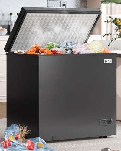 Image of TABU 12.0 Cubic Feet Chest Freezer, Large Freestanding Deep Freezer, Black | Compact, Top Opening, 7 Level Adjustable Thermostat & Removable Basket, Space-Saving, Low Noise (Black, 12.0 Cu.Ft.)