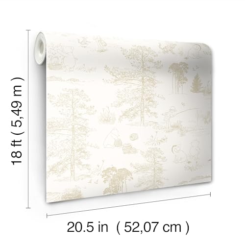 Roommates RMK12622RL Disney Winnie The Pooh Toile Beige Peel & Stick Wallpaper thumb #5