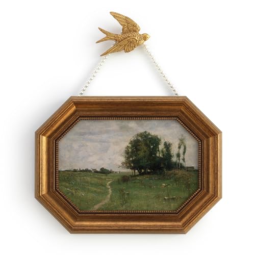 Zelvix Gold Framed Canvas Wall Art Vintage Decor,Landscape Classical Oil Painting Prints,8
