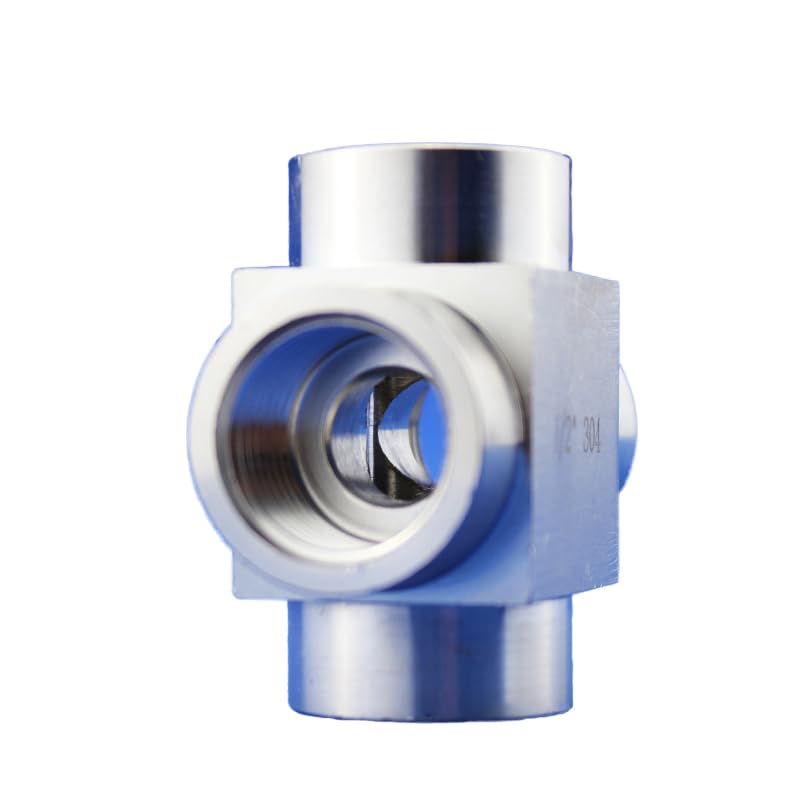1 Raccordo a nipplo a 4 Vie ad Alta Pressione in Acciaio Inossidabile 304, Filettatura Femmina BSPP da 3/4", Diametro Trasversale uguale