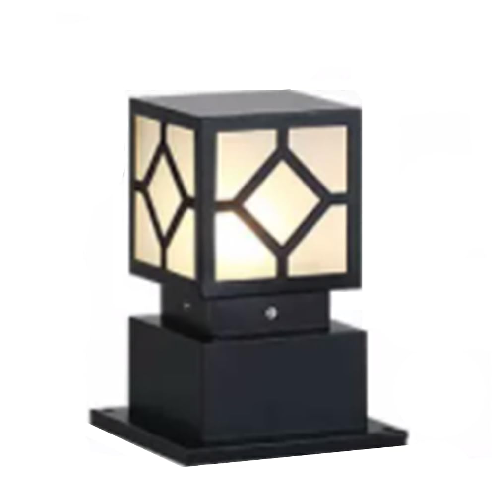 HCIPJQY Square Post Caps Lights Waterproof Exterior Post Lantern Fixture for Yard Modern Pillar Outside Lighting for Garden, Patio Porch, 1 Pack (Include Mounting Base) Multi-Size,Hardwired