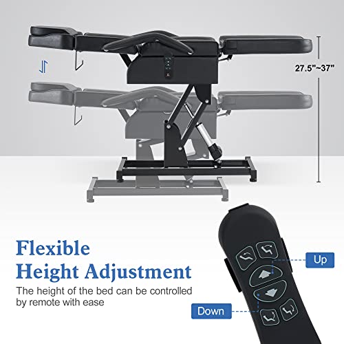 Barberpub Tattoo Table, Electric Tattoo Chair For Client, Facial Bed For Esthetician, Tattoo Bed With 3 Motors Electric Adjustment 2751 (Black) #TOP4