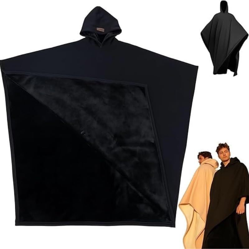 Generisch Arcane Kapuzenpullover Decken-Cape Beruhigender Cape-Hoodie Übergroßer Langarm-Sweatshirt Unisex Schwarz 2025