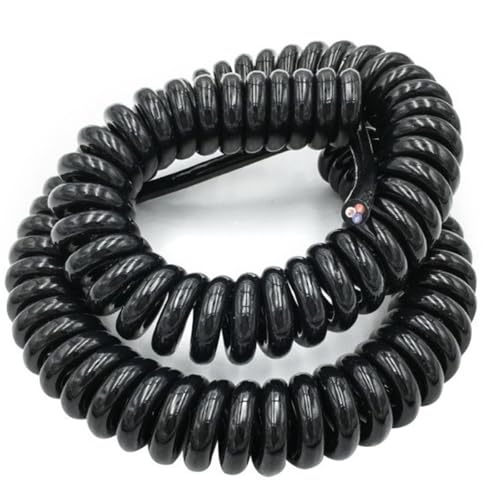 GuidNaurys Cable espiral extensible negro cuadrado de 1 mm y 3 núcleos de 17 AWG con resorte eléctrico Cable retráctil(Stretch 2.5 Meters)