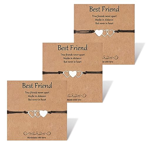 Friendship Bracelets for 3, Trio Bracelets for Best Friends, Matching Distance Bracelet, Adjustable Birthday Friendship Jewelry Gifts for Women