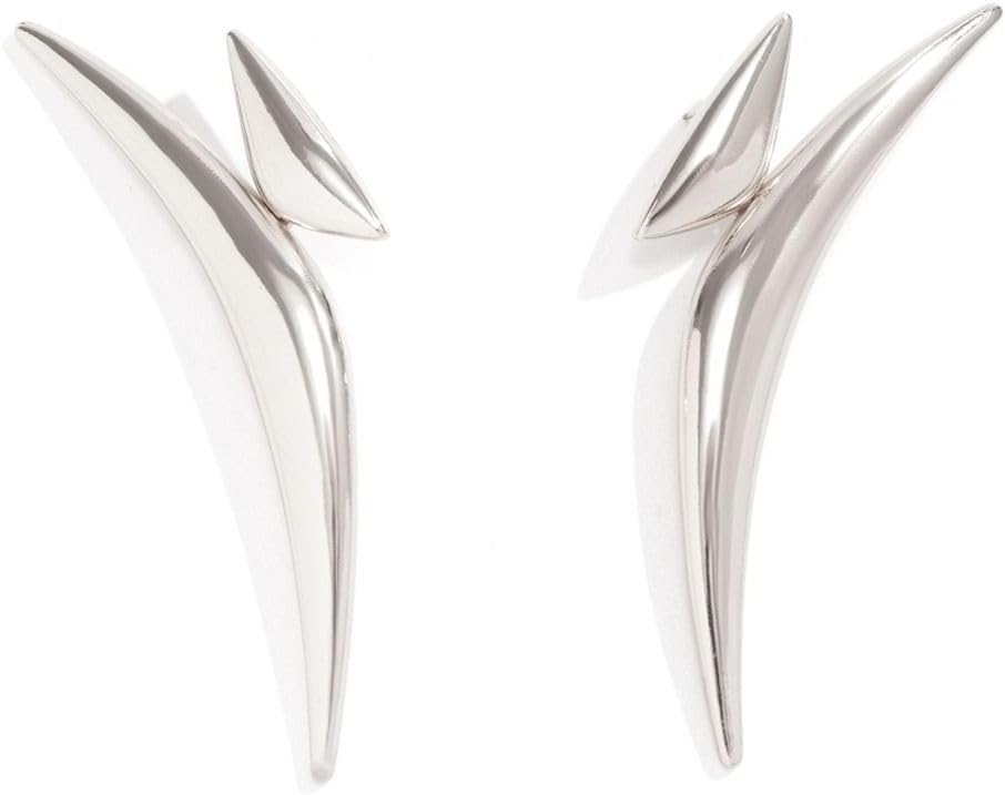 Statement Earrings Geometric Trend Minimalist Dangle Stud Earrings Women (Silver)