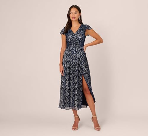 Adrianna Papell Women's Metallic Crinkle Gown2