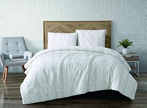 cable knit duvet cover - Brooklyn Loom Duvet Cover Set Velvet Cable Knit Sherpa Reverse, King, Ivory