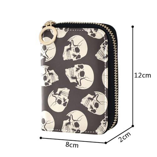 RFID Credit Card Holder Gothic Skull Leather With Zipper Card Case Wallet for Women Girls4