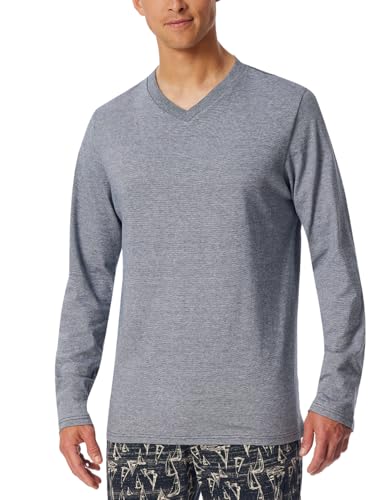 Schiesser Herren Schlafshirt Langarm V-Ausschnitt-Mix + Relax Pyjamaoberteil, Nachtblau_182182, 54