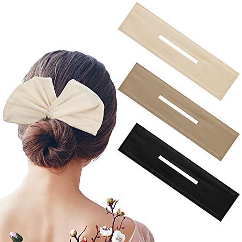 3 Pieces Hair Bun Maker Solid Color Bun Maker Cloth Hair Bun Wraps French Hairstyle Twist Donut Flexible Donut Bun Former Hair Accessories for Women Girls Hair Styling (Black, Beige, Khaki)