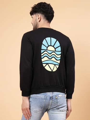 Image of Rigo Fleece Printed Round Neck Sweatshirt for Men | Full Sleeves Sweatshirt for Men | Casual Wear & Stylish Sweatshirts for Men