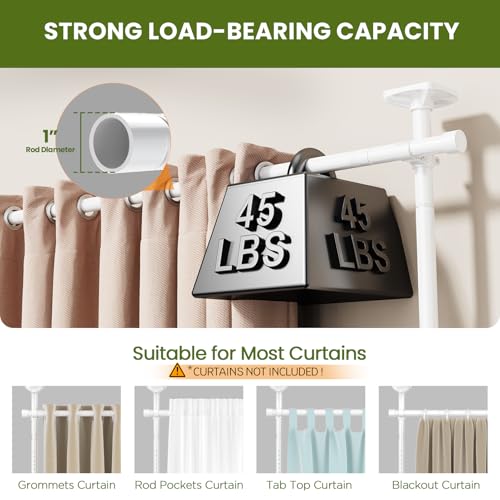 Image of SUNALLY Room Divider Curtain Rod, No Drilling 4-10ft(H) 28-140inch(W) Adjustable Privacy Wall Divider for Room Separation, Heavy Duty Temporary Partition Space Separator Tension Rods, White
