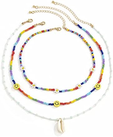 Smiley Face Beads Layered Necklaces 
