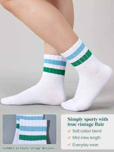 8 Pairs Striped Athletic Socks for Women Back to School Retro Cotton Athletic Socks with Stripes for Adults3