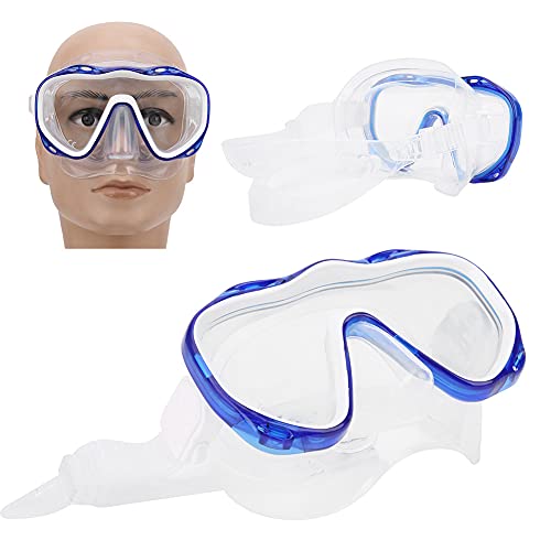 Masyrt Máscara de buceo para adultos, gafas de natación profesionales, gafas de buceo, gafas de protección facial, protección ocular de silicona, equipo de snorkel (MK-903 azul oscuro)