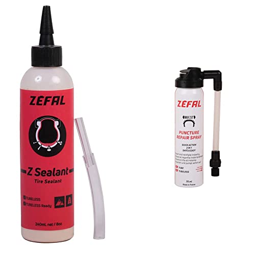 Zéfal Z Sealant Liquide Préventif Anti-Crevaison Vélo Cyclisme Mixte Adulte, Rose, 240 ML & 112620 - Bombe Anti Crevaison Repair-Préventif, Réparation Mixte Adulte, Noir, 75ml