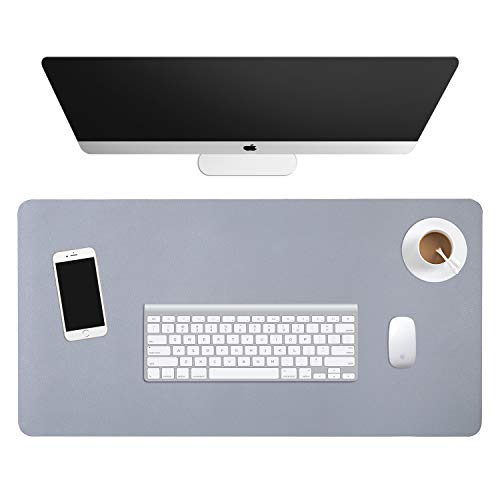 Dual-Sided Desk Pad (31.5 x 15.7"), Waterproof Leather Office Desk Mat, PU Mouse