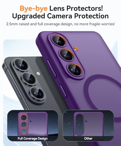 Image of CANSHN Designed for Samsung Galaxy S26 Case (6.3 inch), Upgraded [Full Camera Protection] [Compatible with Magsafe] [Translucent Matte] Shockproof Protective Phone Cover, Deep Purple