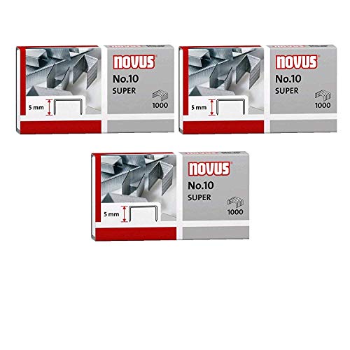 3er Pack Novus Heftklammer No.10, 1000er Päckchen für B 10 FC, 10 FC Professional, 10 Professional, 100EL, 10EL (3, 1000er Päckchen | No. 10 super)