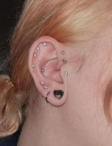 Kridzisw 20G 18G 16G Nose Rings Studs 316L Surgical Steel Flat Back Threadless Push in Nose Studs Screw L-Shaped Nose Rings Tragus Cartilage Helix Earrings Piercing Jewelry for Women Men3