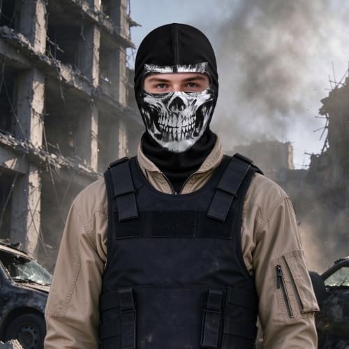 Men Halloween Skull Printed Balaclava Face Mask Winter Novelty Headwear - image 4
