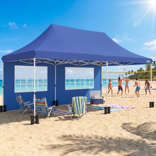 Image of COBIZI 10x20 Pop up Canopy Tent for Parties, Carry Bag,6 Walls,4 Sandbags