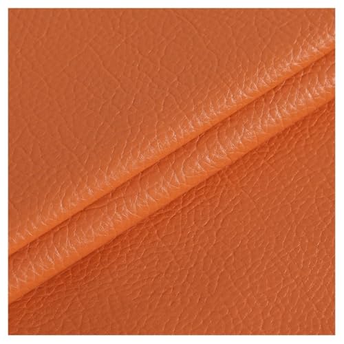 Tissu similicuir orange 138x100cm au mètre pour rénovation canapé et voiture