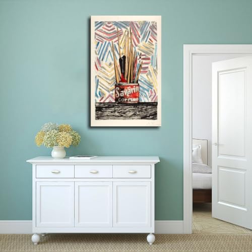 Toile Savarin Jasper Johns d&eacute;coration murale de qualit&eacute; sup&eacute;rieure encadr&eacute;e - 4