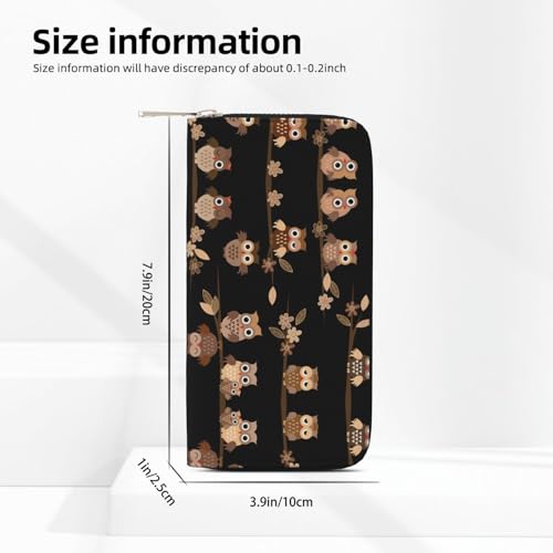 Cute Brown Cartoon Owls Print Casual Clutch Purse Hand Wallet for Women Capacity Wallet Stylish Travel-Friendly4