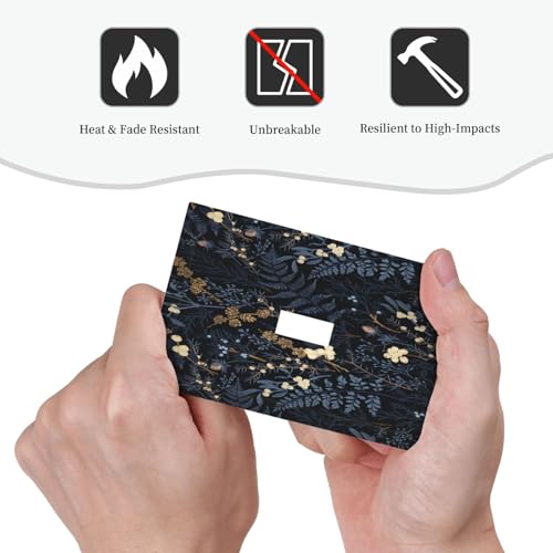 Decorative Switch Plate Covers Rustic Navy Dark Blue Leaves Golden Floral 1 Gang Light Switch Cover Plate Single Toggle Wall Plate Outlet Covers Wall Plate Faceplate for Bedroom Decor