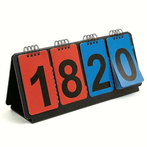 ShYeenei Portable Sports Scoreboard with Large Flip Numbers Manual Score Keeper for Basketball Volleyball Baseball Games Tabletop Scoreboard for Coaches Referees and Sports Events(BT)