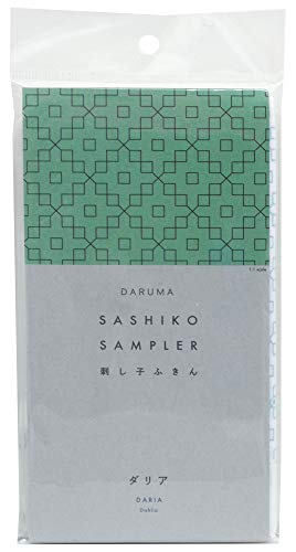 Image of Yokota Daruma Sashiko Cloth Sashiko Fabric - Pre-Printed Sashiko Sampler - White with English Instruction Inside (White Dahlia)