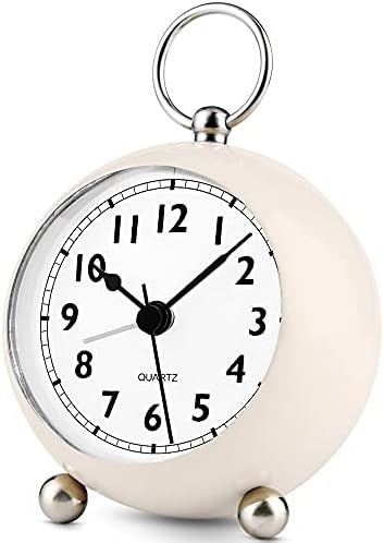 FIOLOM Silent Alarm Clocks Bedside Non Ticking Battery Powered Analogue Alarm Clock Bedroom Retro Simple Desk Clock Light Quiet Table Clock Loud Vintage Alarm Clocks for Heavy Sleepers Office